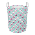 Girly Cat With Glasses Pattern Print Round Laundry Basket