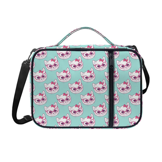Girly Cat With Glasses Pattern Print Shoulder Strap Bible Bag