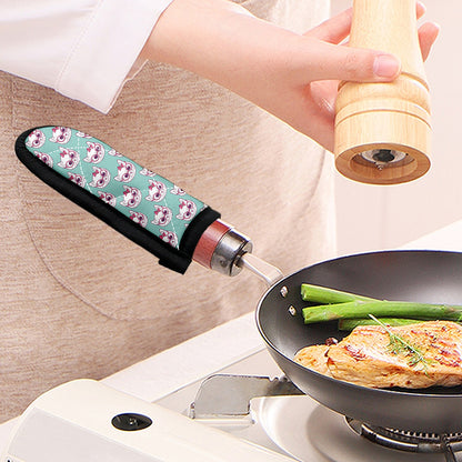 Girly Cat With Glasses Pattern Print Skillet Handle Cover