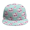 Girly Cat With Glasses Pattern Print Snapback Cap