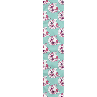 Girly Cat With Glasses Pattern Print Table Runner