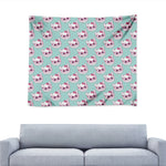Girly Cat With Glasses Pattern Print Tapestry