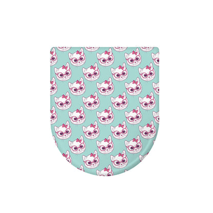 Girly Cat With Glasses Pattern Print Toilet Lid Cover
