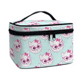 Girly Cat With Glasses Pattern Print Travel Makeup Bag