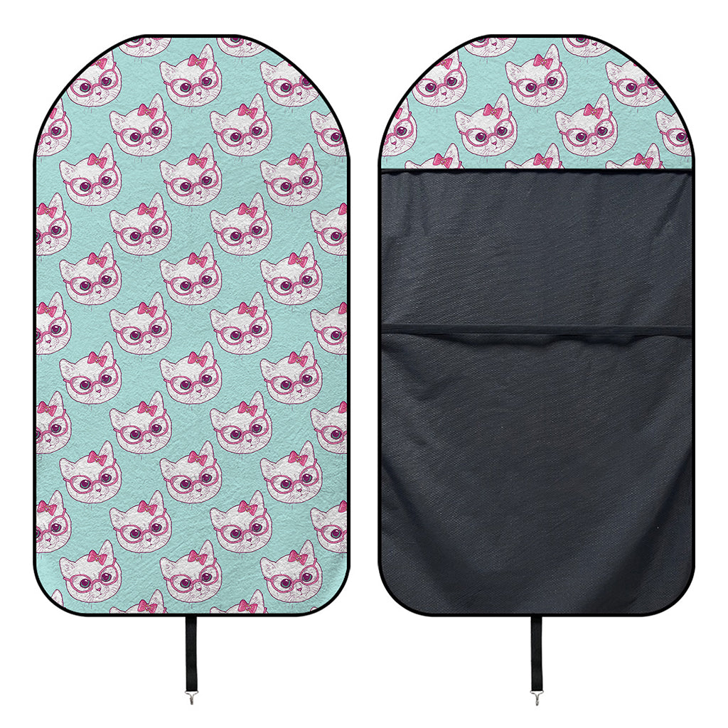 Girly Cat With Glasses Pattern Print Waterproof Car Seat Cover