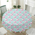 Girly Cat With Glasses Pattern Print Waterproof Round Tablecloth