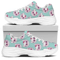 Girly Cat With Glasses Pattern Print White Chunky Shoes