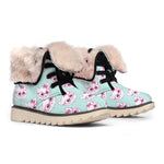 Girly Cat With Glasses Pattern Print Winter Boots