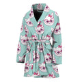 Girly Cat With Glasses Pattern Print Women's Bathrobe