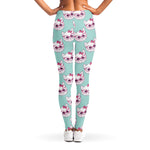 Girly Cat With Glasses Pattern Print Women's Leggings