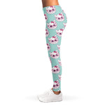 Girly Cat With Glasses Pattern Print Women's Leggings