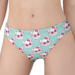 Girly Cat With Glasses Pattern Print Women's Panties