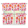 Girly Elephant And Hamsa Pattern Print 3 Piece Kitchen Curtains