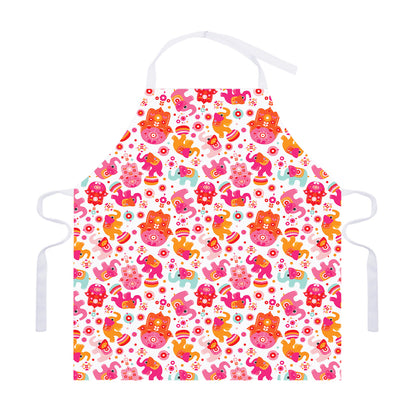 Girly Elephant And Hamsa Pattern Print Adjustable Apron