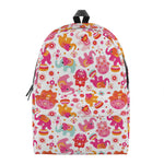 Girly Elephant And Hamsa Pattern Print Backpack
