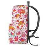 Girly Elephant And Hamsa Pattern Print Backpack