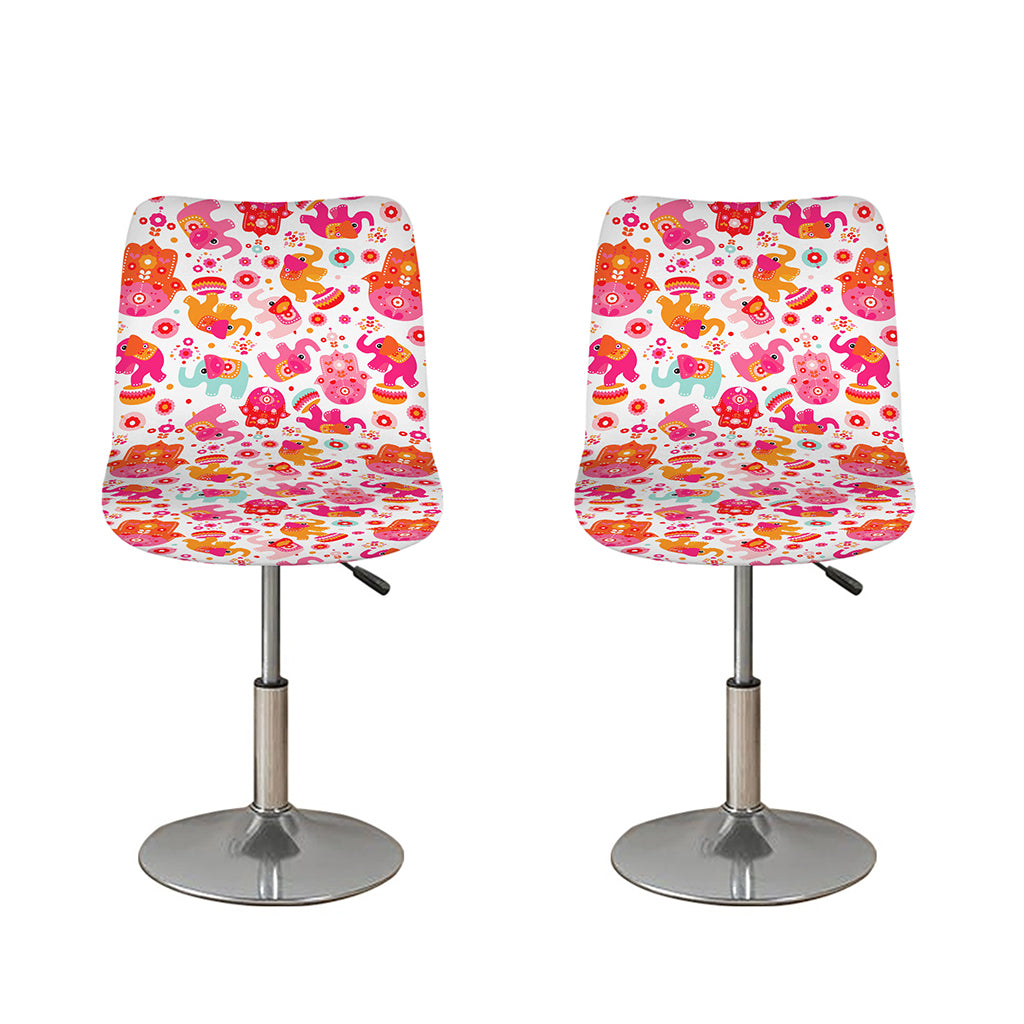 Girly Elephant And Hamsa Pattern Print Bar Stool Covers