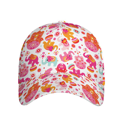 Girly Elephant And Hamsa Pattern Print Baseball Cap