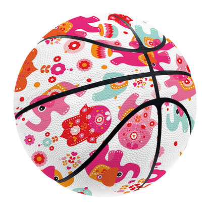 Girly Elephant And Hamsa Pattern Print Basketball