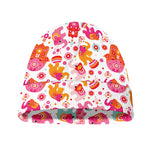 Girly Elephant And Hamsa Pattern Print Beanie