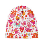 Girly Elephant And Hamsa Pattern Print Beanie