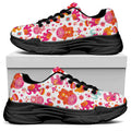 Girly Elephant And Hamsa Pattern Print Black Chunky Shoes