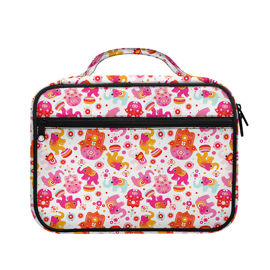 Girly Elephant And Hamsa Pattern Print Briefcase Bible Bag
