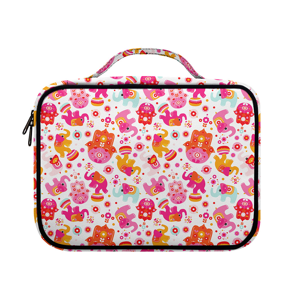 Girly Elephant And Hamsa Pattern Print Briefcase Bible Bag