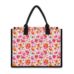 Girly Elephant And Hamsa Pattern Print Canvas Tote Bag