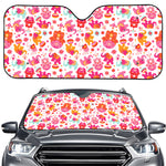 Girly Elephant And Hamsa Pattern Print Car Windshield Sun Shade