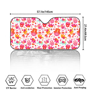 Girly Elephant And Hamsa Pattern Print Car Windshield Sun Shade