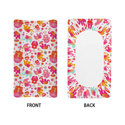 Girly Elephant And Hamsa Pattern Print Changing Pad Cover