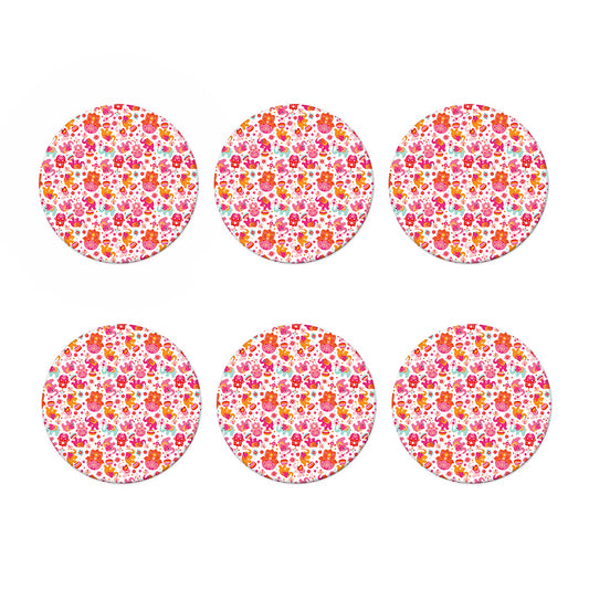 Girly Elephant And Hamsa Pattern Print Coaster Set