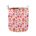 Girly Elephant And Hamsa Pattern Print Collapsible Laundry Basket