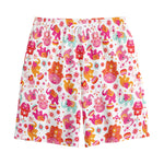 Girly Elephant And Hamsa Pattern Print Cotton Shorts