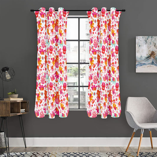 Girly Elephant And Hamsa Pattern Print Curtain