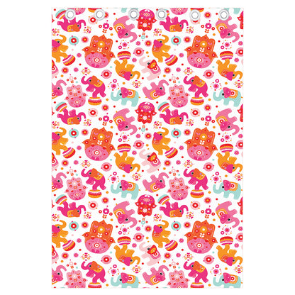 Girly Elephant And Hamsa Pattern Print Curtain