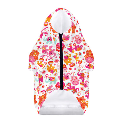Girly Elephant And Hamsa Pattern Print Dog Zip Up Hoodie