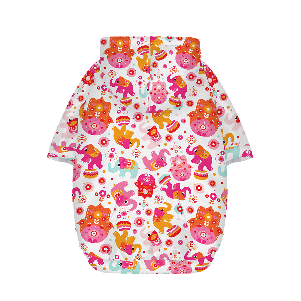 Girly Elephant And Hamsa Pattern Print Dog Zip Up Hoodie