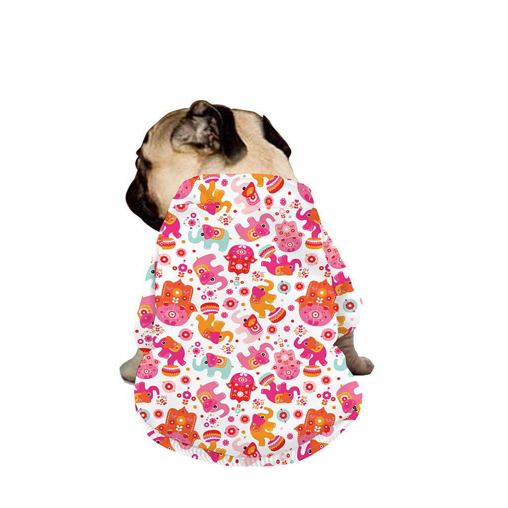 Girly Elephant And Hamsa Pattern Print Dog Zip Up Jacket