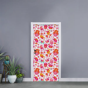 Girly Elephant And Hamsa Pattern Print Door Sticker