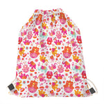 Girly Elephant And Hamsa Pattern Print Drawstring Bag