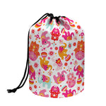 Girly Elephant And Hamsa Pattern Print Drawstring Makeup Bag