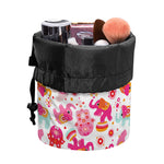 Girly Elephant And Hamsa Pattern Print Drawstring Makeup Bag