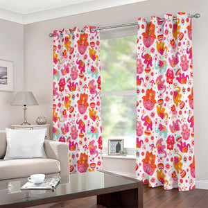 Girly Elephant And Hamsa Pattern Print Extra Wide Grommet Curtains