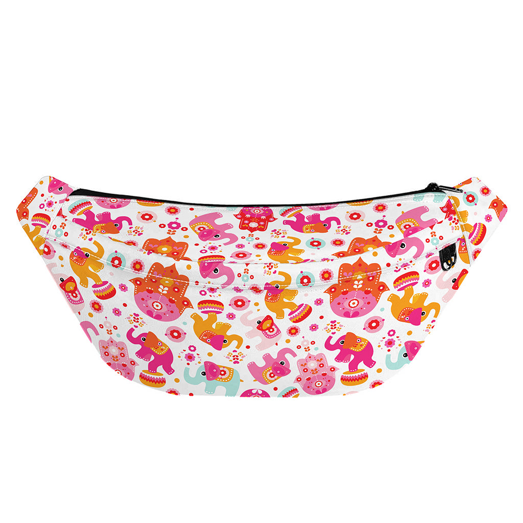 Girly Elephant And Hamsa Pattern Print Fanny Pack
