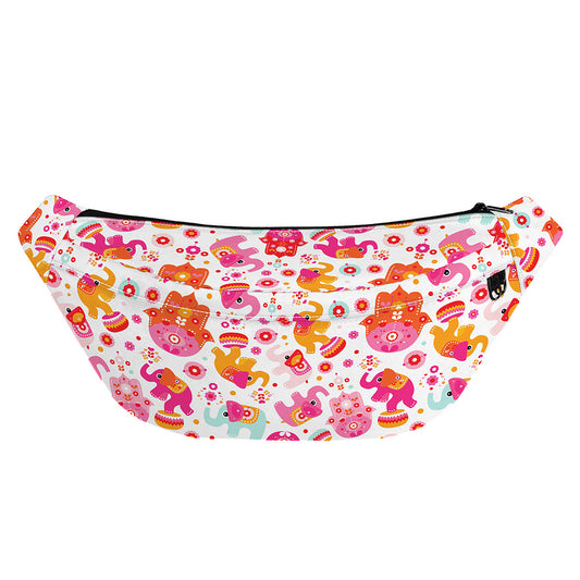 Girly Elephant And Hamsa Pattern Print Fanny Pack
