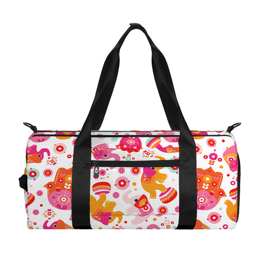 Girly Elephant And Hamsa Pattern Print Gym Bag