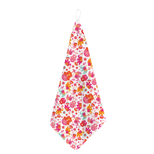 Girly Elephant And Hamsa Pattern Print Hand Towel