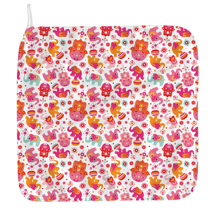 Girly Elephant And Hamsa Pattern Print Hand Towel